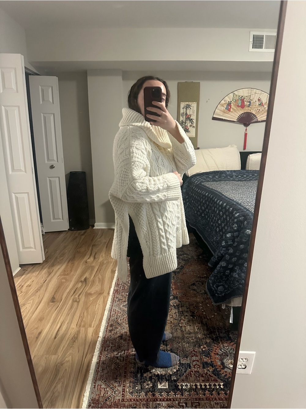 Ann Taylor Cream Cable-Knit Turtleneck Sweater - Picture 2 of 5